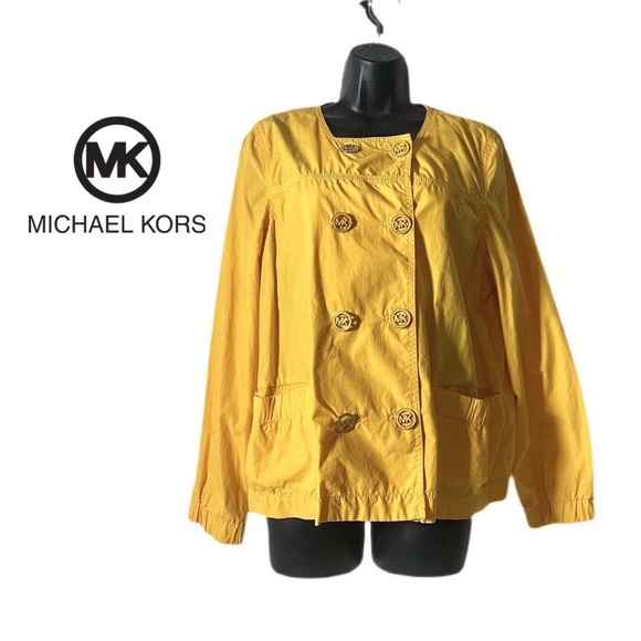 Michael Kors Yellow Cropped Trench Jacket